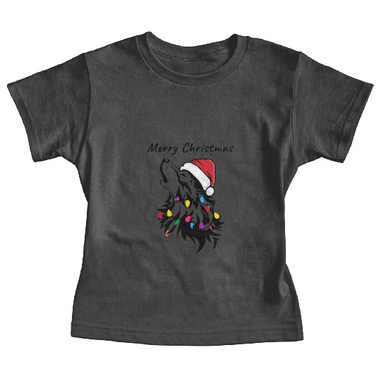 Funny wolf with christmas lights Baby Tees
