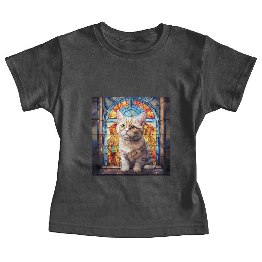 British Shorthair kitten in stained glass Baby Tees