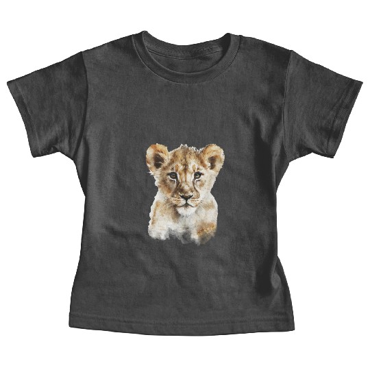 Watercolor Lion Cub Painting Portrait Baby Tees