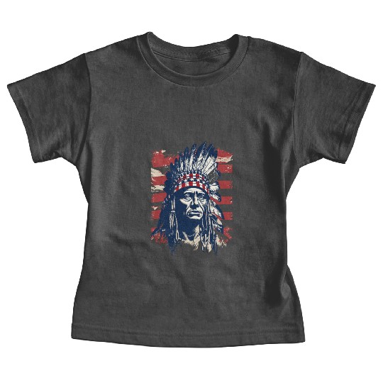 Indian Native American Chief Feather Headdress Baby Tees