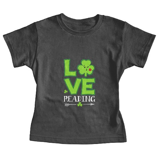 Love Shamrock Reading Teacher Funny St Patricks Da Baby Tees