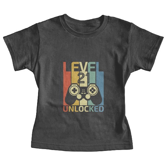 Level 21 Unlocked Funny Video Gamer 21st Birthday Baby Tees