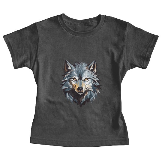 Majestic Wolf Face Illustration Baby Tees