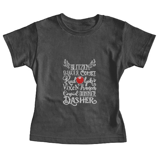 Santa's Reindeer Rudolph List Vintage Christmas Me Baby Tees