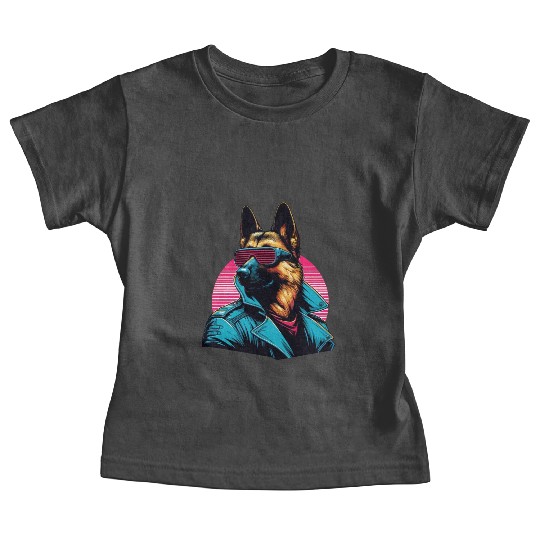 Funny trendy german shepherd cyber retro portrait Baby Tees