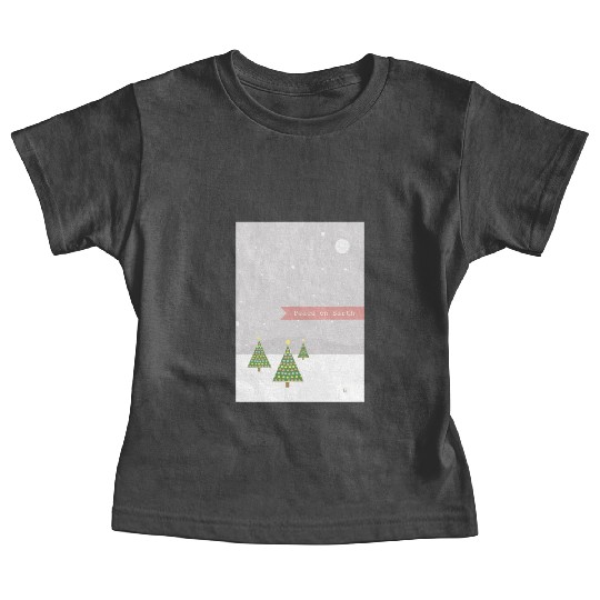 Peace On Earth Christmas Trees Falling Snow Winter Baby Tees