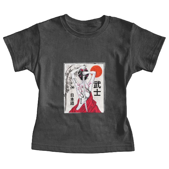 Vintage Japanese Samurai Culture Sakura Scenery Baby Tees