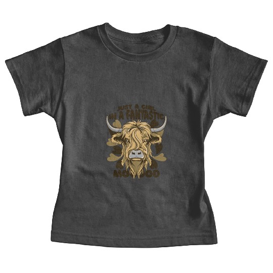 A Girl In A Fantastic Mood Highland Cow Highland Baby Tees