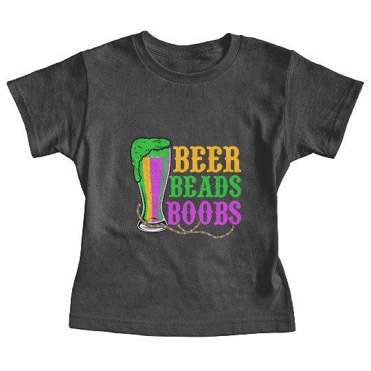Beer Beads Boobs Carnival Mardi Gras Baby Tees