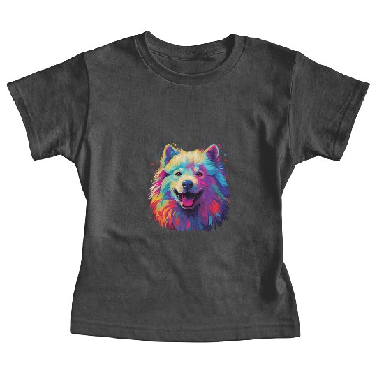 Watercolor Colorful Samoyed Baby Tees