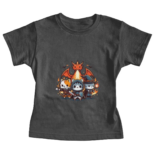 Cute Kawaii Cat RPG Fantasy Board Game Dragon Baby Tees