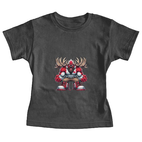 Canada elk with national flag Baby Tees