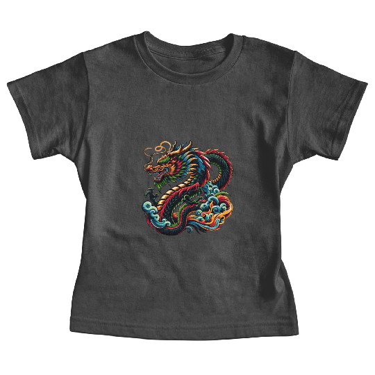 Colorful Chinese Dragon Artistic Design Baby Tees