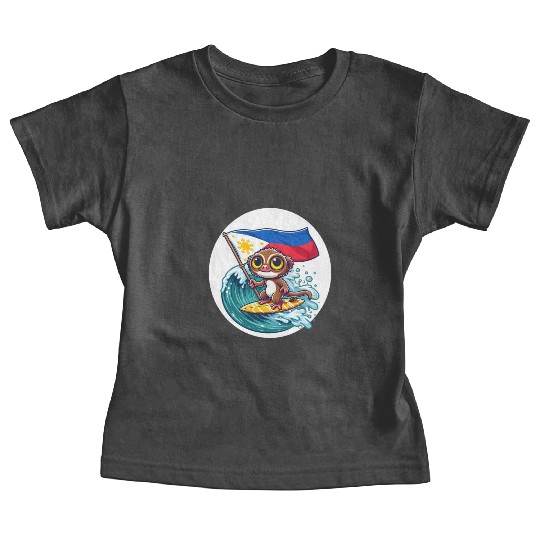 Surfing tarsier Philippine flag Baby Tees