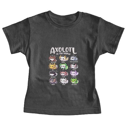 Axolotls Of The World Kawaii Types Of Axolotl Fish Baby Tees