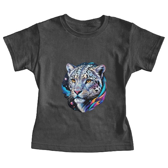 Cosmic Snow Leopard - Ethereal Animal Portrait Baby Tees