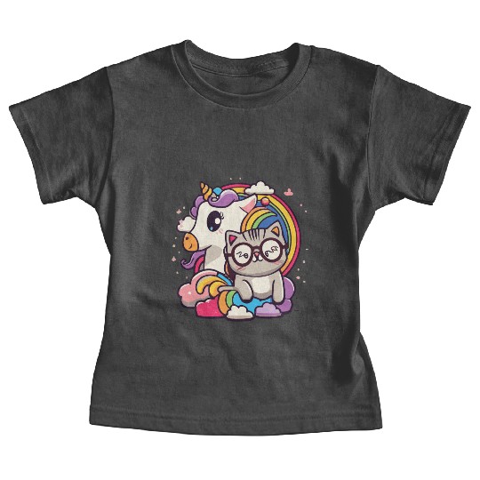 cute cat and unicorn Baby Tees