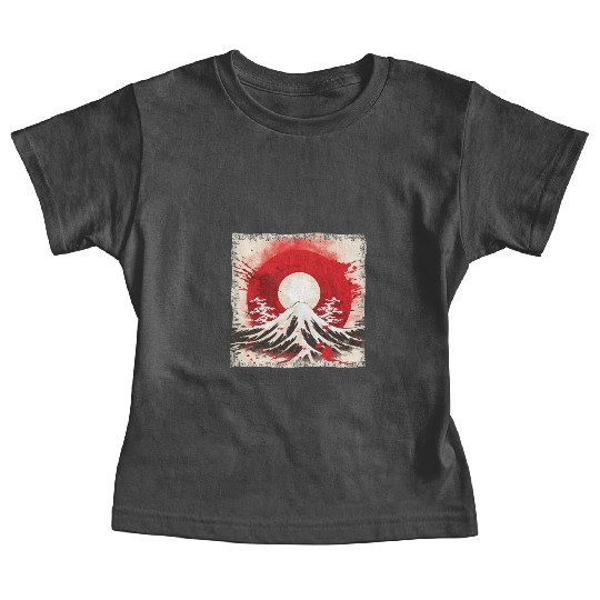 Kyoto Mountains: Flag, Volcano, and Blood Moon Baby Tees