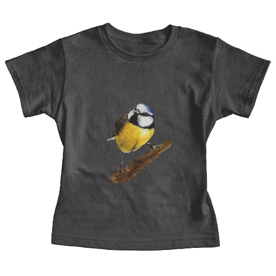 Blue tit titmouse hand painted watercolor. Baby Tees