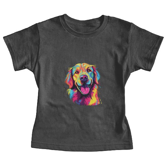 Watercolor Colorful Golden Retriever Baby Tees