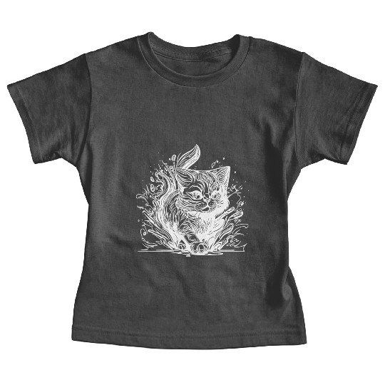 Cute Little House Cat In Tattoo Style Baby Tees