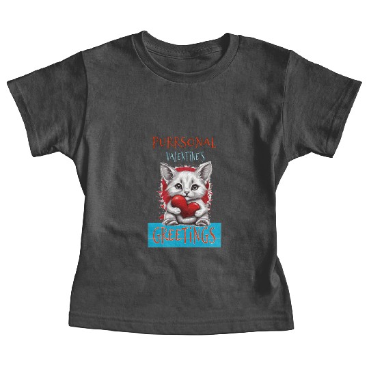 Purrsonal Valentine's Greetings Cute White Cat Baby Tees