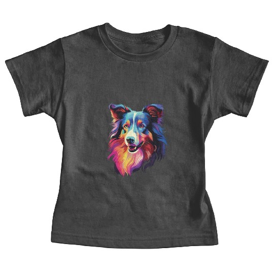 Watercolor Colorful Collie Baby Tees
