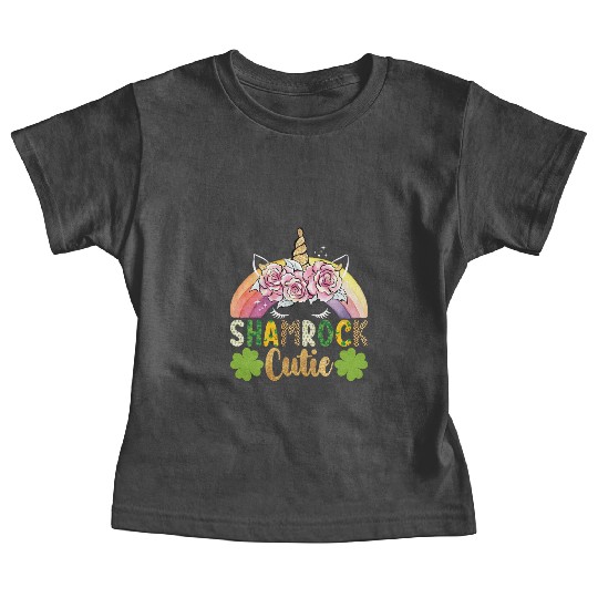 Shamrock Cutie Unicorn Rainbow St Patricks Day Baby Tees