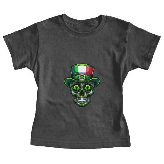 St Patricks Day Irish Sugar Skull Day Of Dead Baby Tees