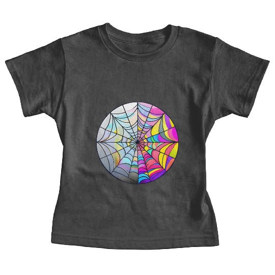 colorful spider web stained glass Baby Tees