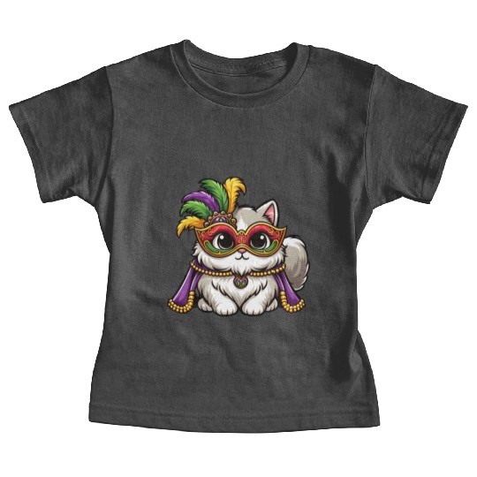Mardi Gras Persian Cat, Masked Cat Costume Baby Tees