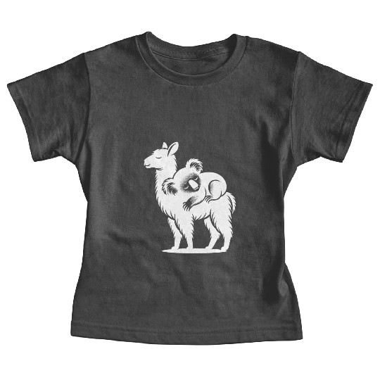 Funny Llama With A Chilling Koala On Its Back Baby Tees
