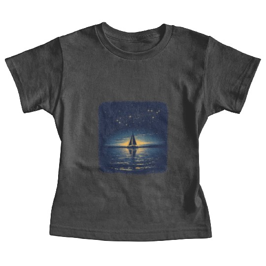 Starry Night Sailing Catamaran Baby Tees