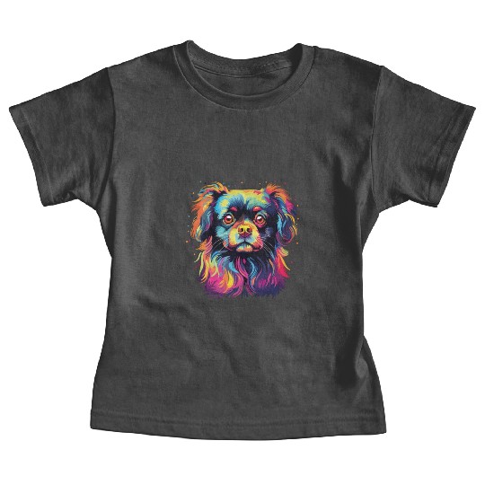 Watercolor Colorful Tibetan Spaniel Baby Tees