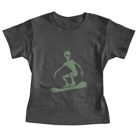 Minimalist Design: Alien Snowboarder Silhouette Baby Tees