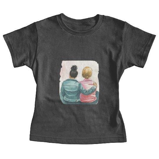 Watercolor Lesbian Couple Baby Tees