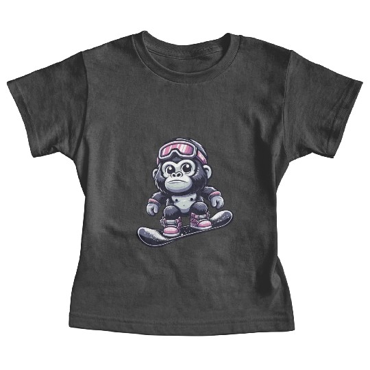 Monkey Gorilla Chimpanzee Ski Vacation Skier Baby Tees