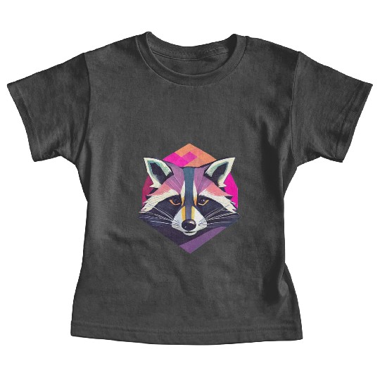 Modern Raccoon Wall Art in Vibrant Colors Baby Tees