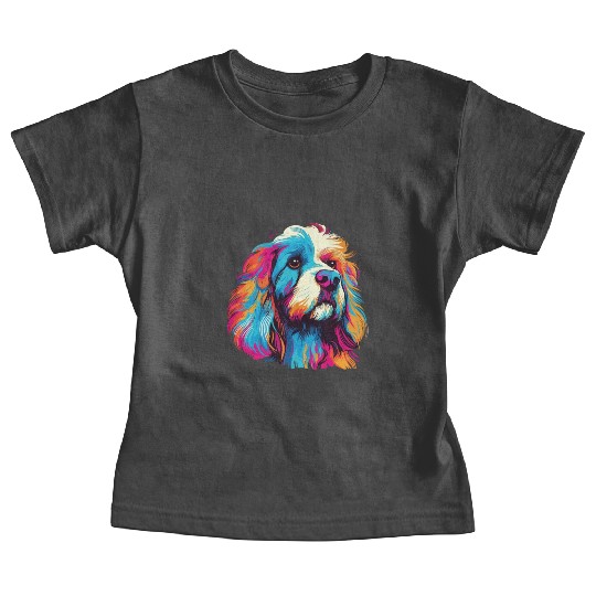 Watercolor Colorful Tibetan Spaniel Baby Tees
