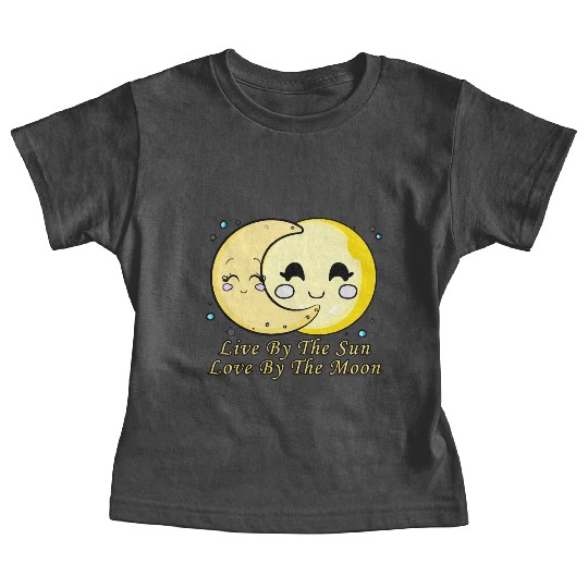 Live By The Sun Love By The Moon, Cartoon Sun Moon Baby Tees