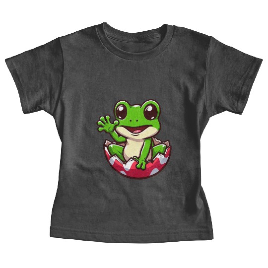 Colorful Easter Egg with Hatching Frog Design Baby Tees
