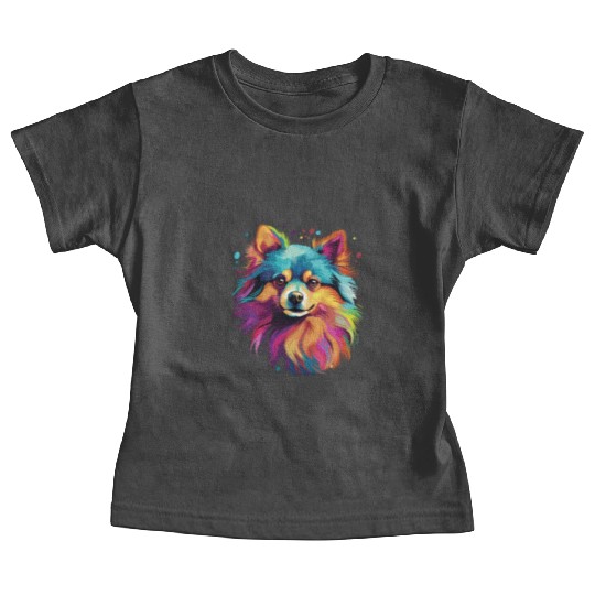 Watercolor Colorful Pomeranian Baby Tees