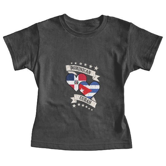 Dominican Cuban Heart Flags Dominican Republic Cub Baby Tees