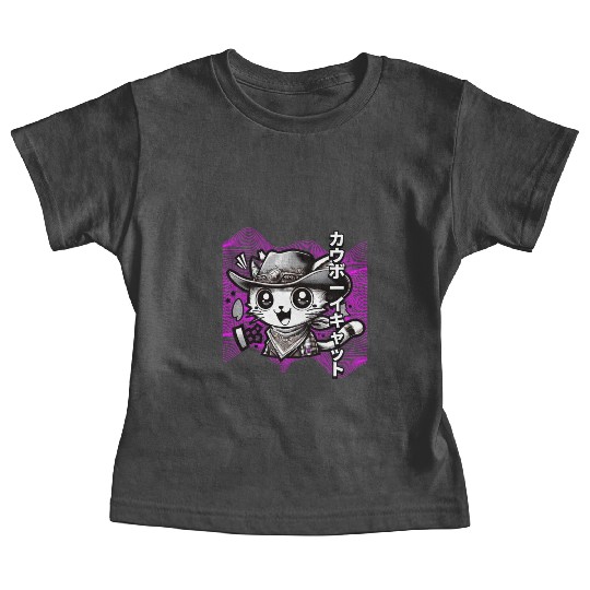 Yeehaw Meow: Manga Cowboy Cat Extravaganza Baby Tees