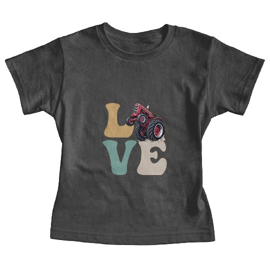 LOVE Tractor Pulling Tractor Driver Farmer Farming Baby Tees