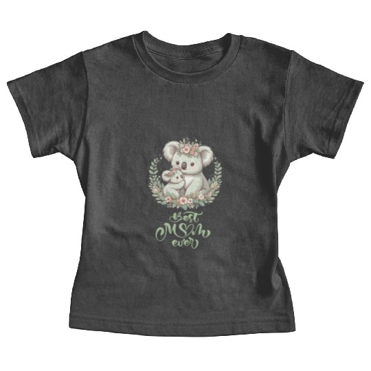 Best Mom Ever Koala Embrace Floral Wreath Baby Tees