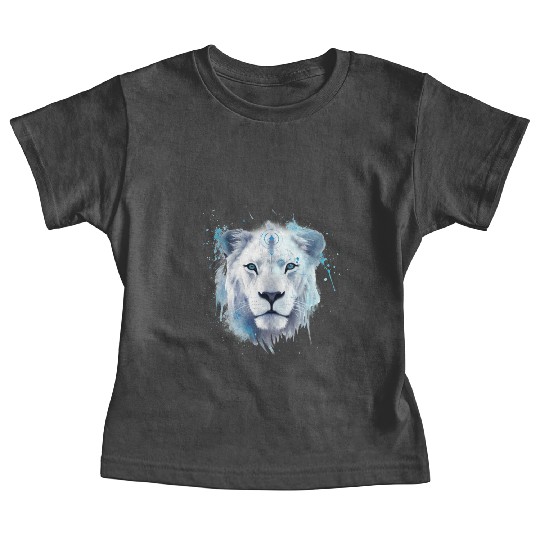 White Lion with glowing blue tribal marks Baby Tees