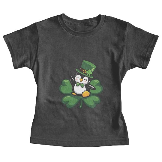 St. Patrick's Day Penguin: Cute Cartoon Design Baby Tees
