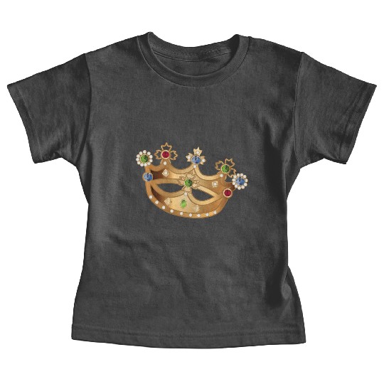 gold-colored crown with gemstones and pearls Baby Tees