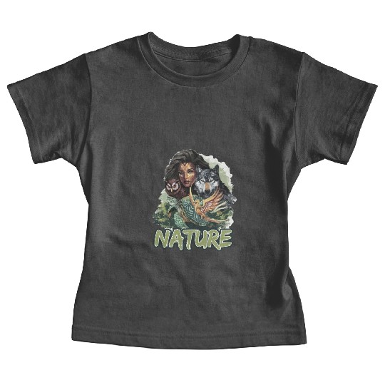 Nature-Inspired Wolf Owl Turtle Phoenix Woman Baby Tees